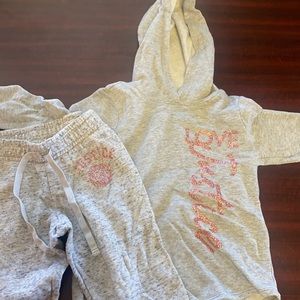 Justice sparkle hoodie and joggers top size 6 bottoms size 7